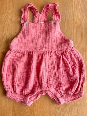bobi Coral Pink Textured Bubble Romper